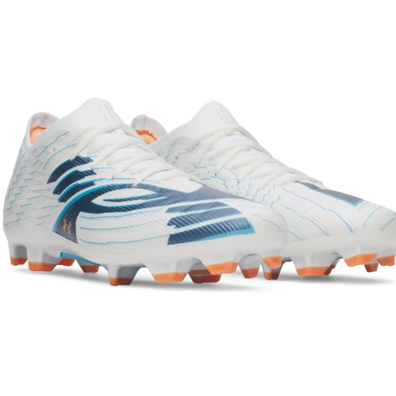 Under Armour Shadow Pro 4 Gras Voetbalschoenen (FG) Wit Donkerblauw Azuurblauw Oranje
