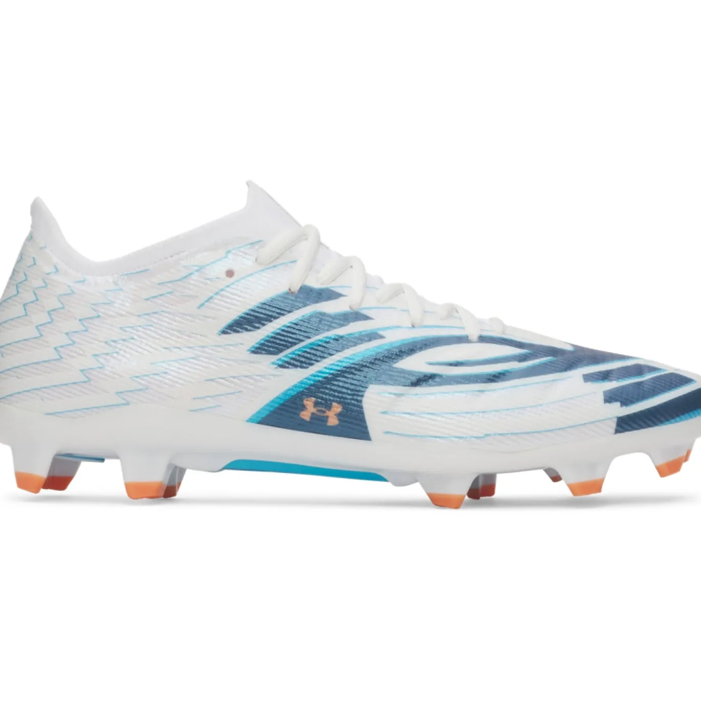 Under Armour Shadow Pro 4 Gras Voetbalschoenen (FG) Wit Donkerblauw Azuurblauw Oranje