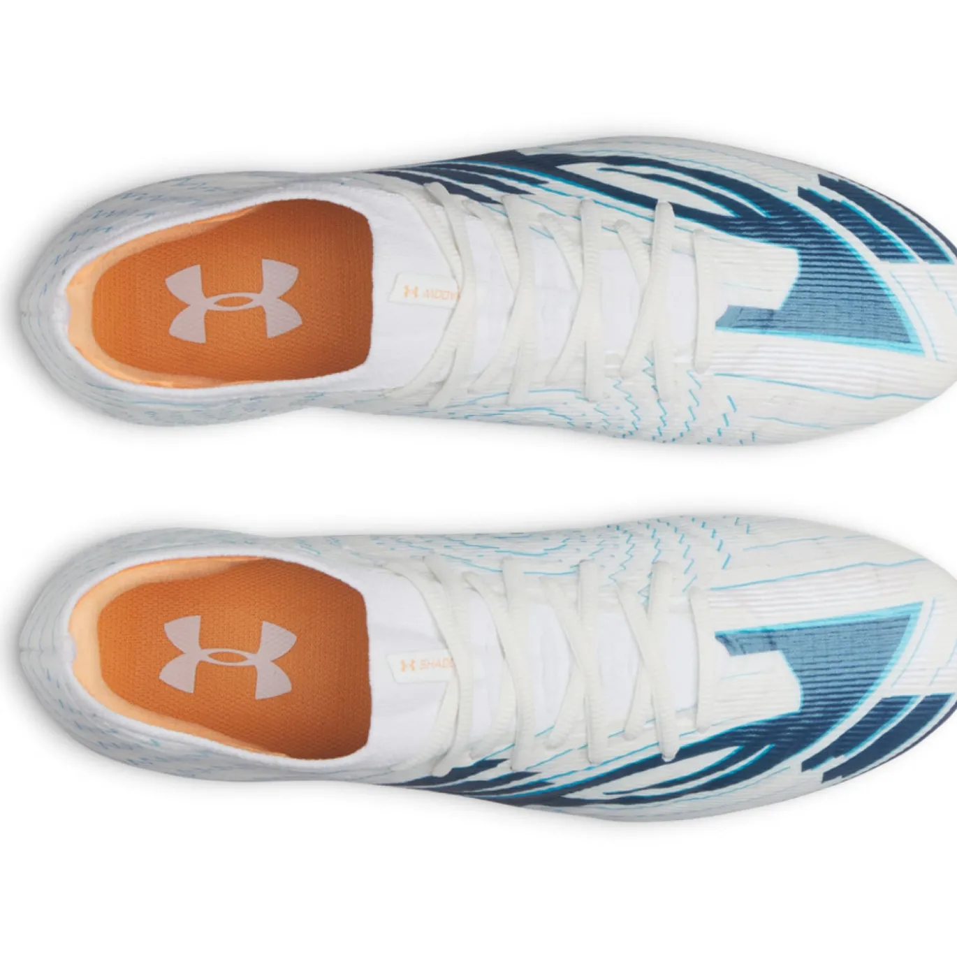 Under Armour Shadow Pro 4 Gras Voetbalschoenen (FG) Wit Donkerblauw Azuurblauw Oranje