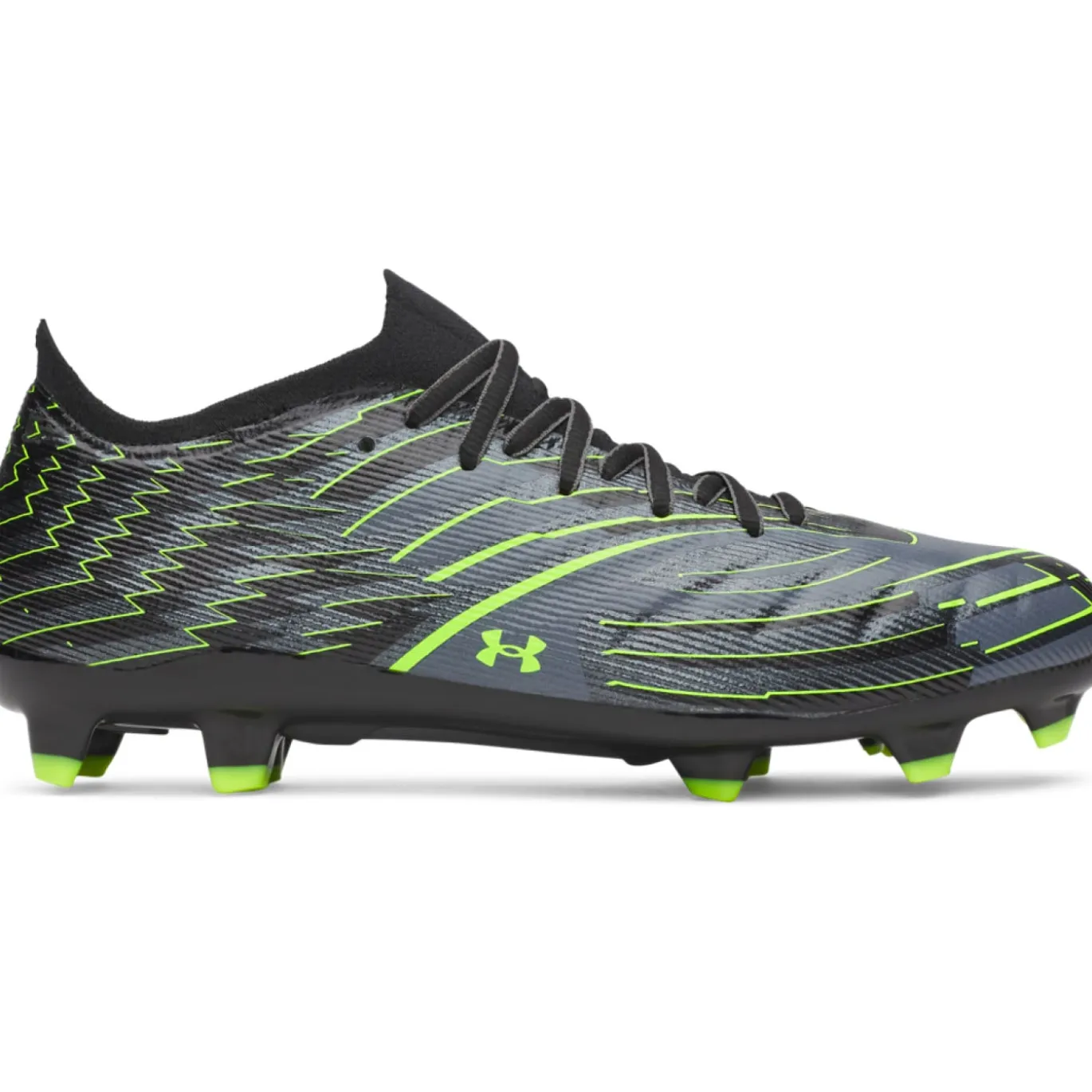 Under Armour Shadow Pro 4 Gras Voetbalschoenen (FG) Zwart Metallic Black Neongroen