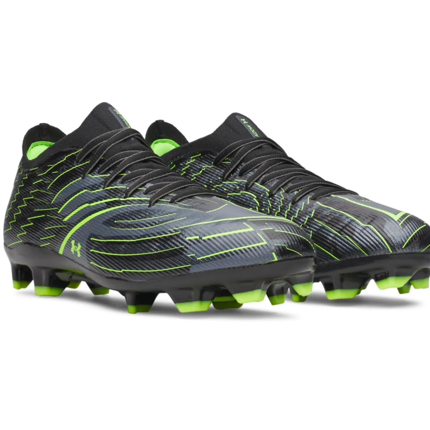 Under Armour Shadow Pro 4 Gras Voetbalschoenen (FG) Zwart Metallic Black Neongroen