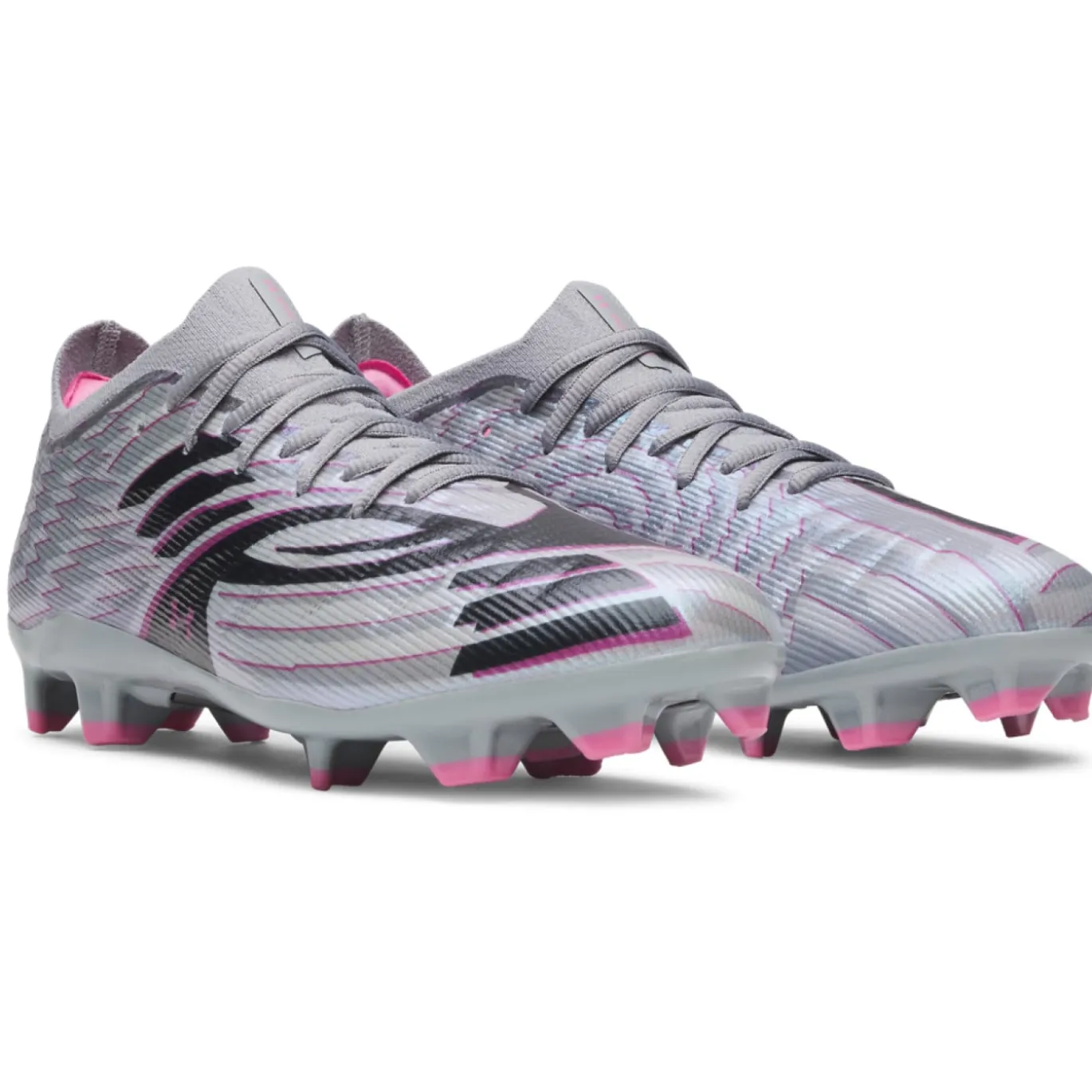 Under Armour Shadow Pro 4 Gras Voetbalschoenen (FG) Grijs Zwart Roze