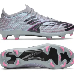 Under Armour Shadow Pro 4 Gras Voetbalschoenen (FG) Grijs Zwart Roze