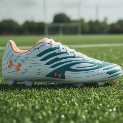 Under Armour Shadow Select 4 Gras Voetbalschoenen (FG) Wit Donkerblauw Azuurblauw Oranje