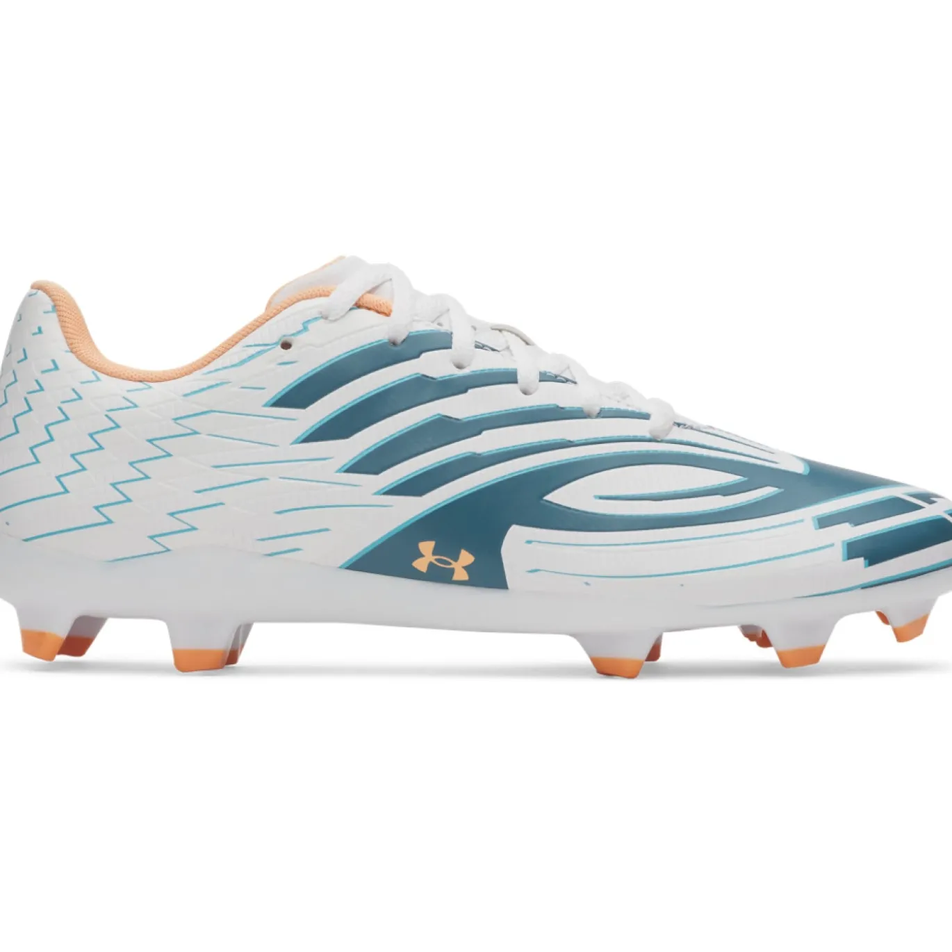 Under Armour Shadow Select 4 Gras Voetbalschoenen (FG) Wit Donkerblauw Azuurblauw Oranje