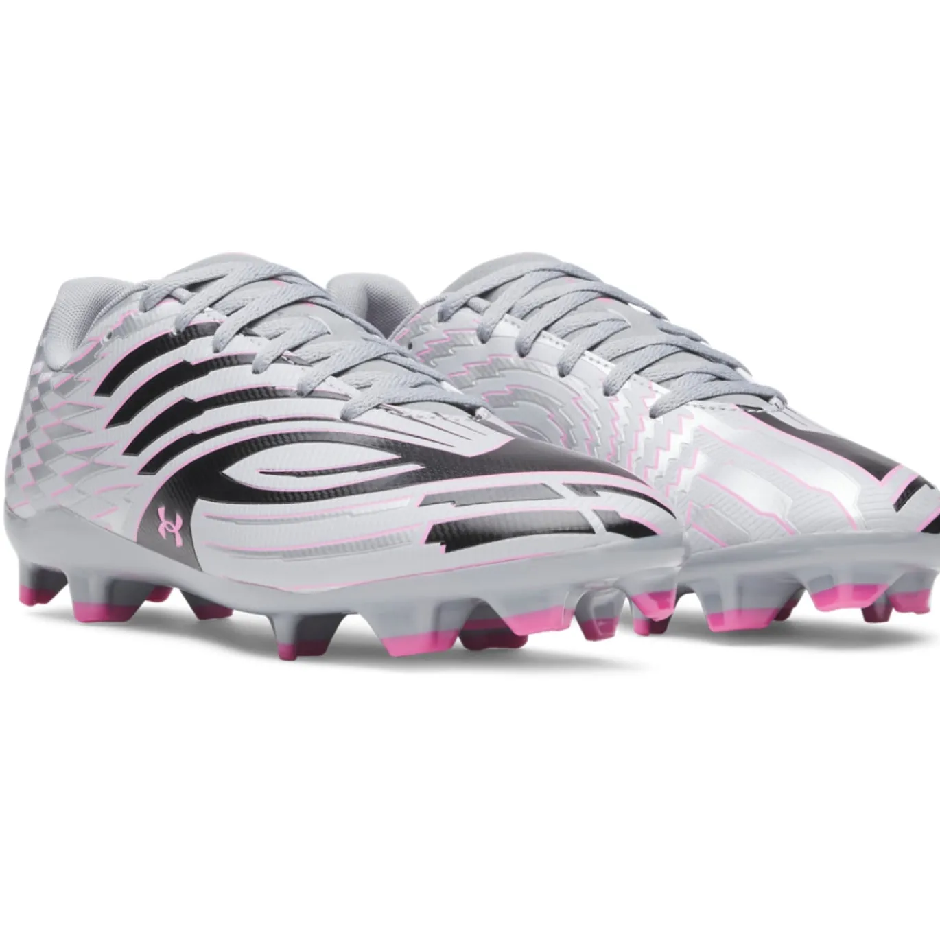 Under Armour Shadow Select 4 Gras Voetbalschoenen (FG) Grijs Zwart Roze