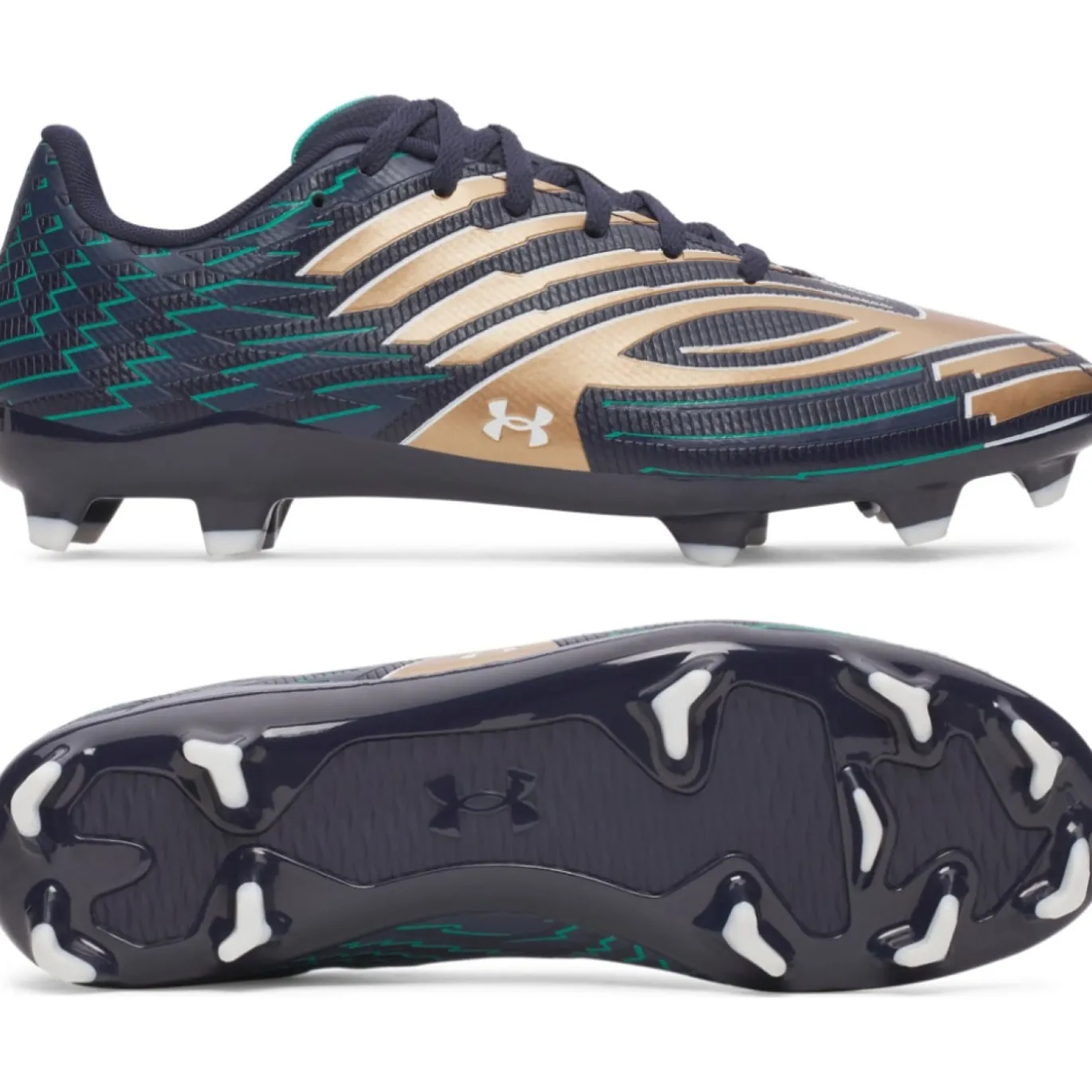 Under Armour Shadow Select 4 Gras Voetbalschoenen (FG) Donkerblauw Bruin Groen Wit