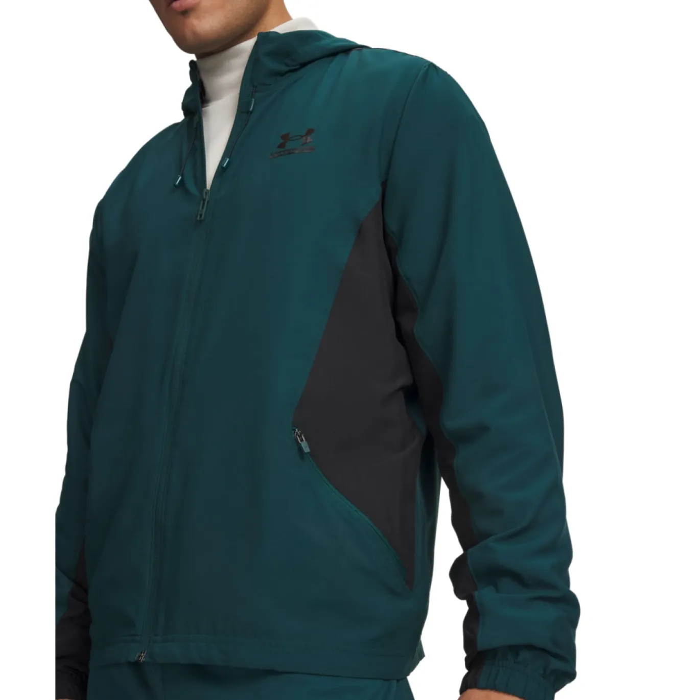 Under Armour Tech Sport Woven Trainingsjack Donkergroen Zwart