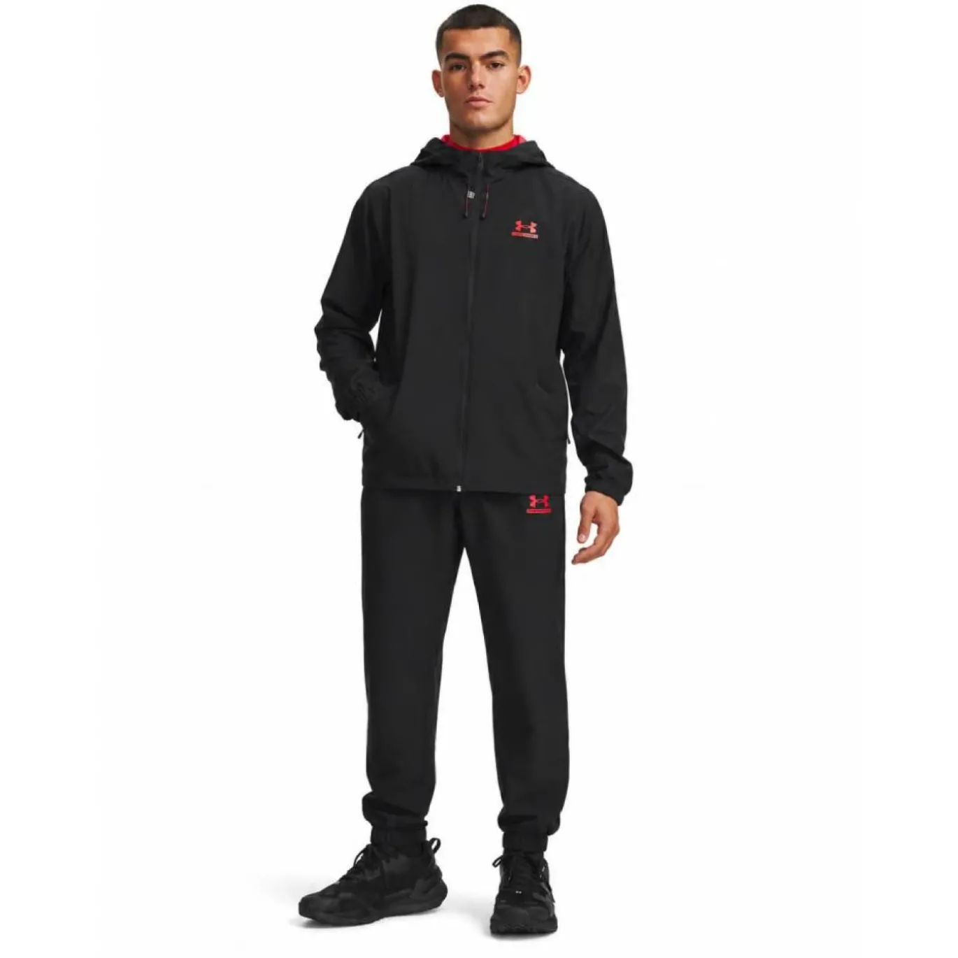 Under Armour Tech Sport Woven Trainingspak Full-Zip Zwart Rood