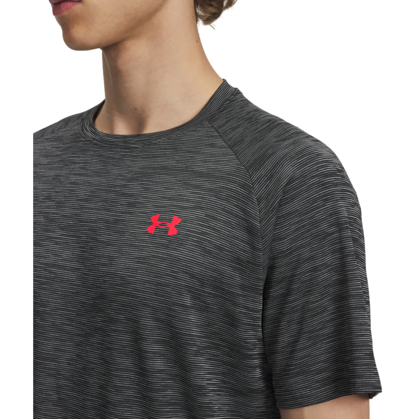 Under Armour Tech Textured Trainingsshirt Grijs Zwart Rood