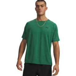 Under Armour Tech Textured Trainingsshirt Donkergroen Zwart
