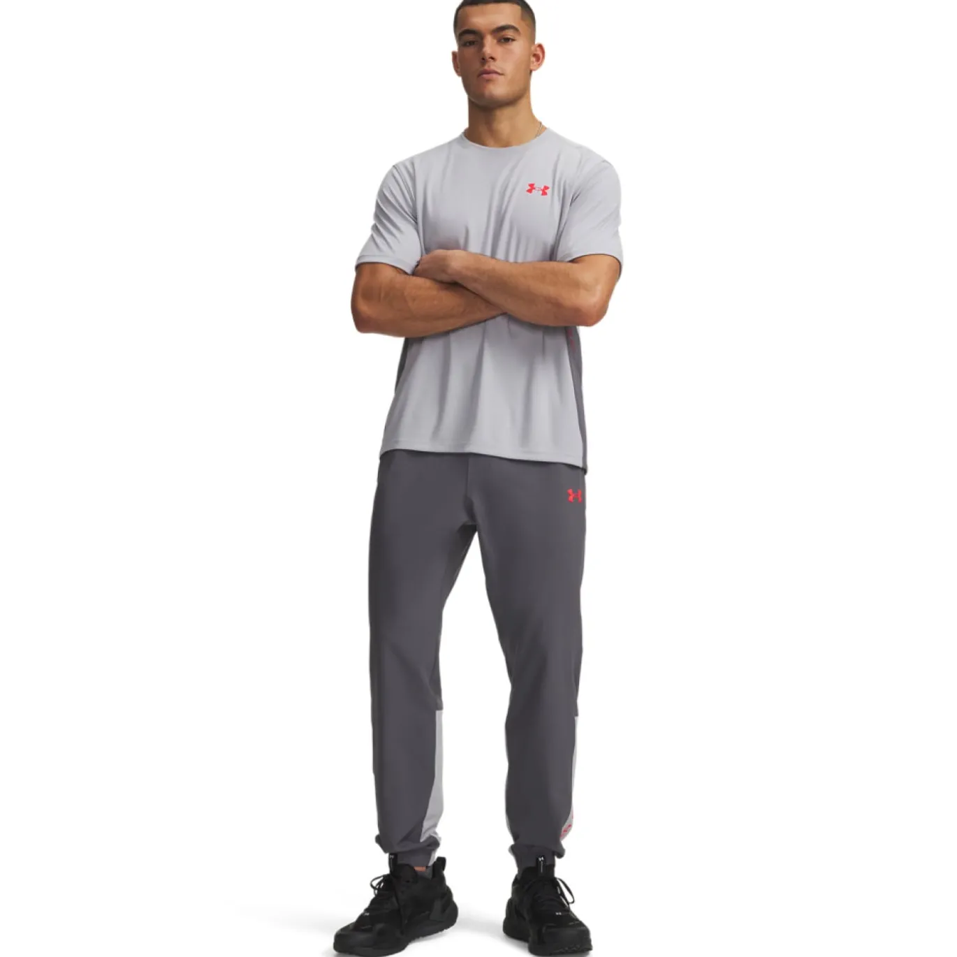 Under Armour Tech Utility Woven Trainingsbroek Donkergrijs Lichtgrijs Rood