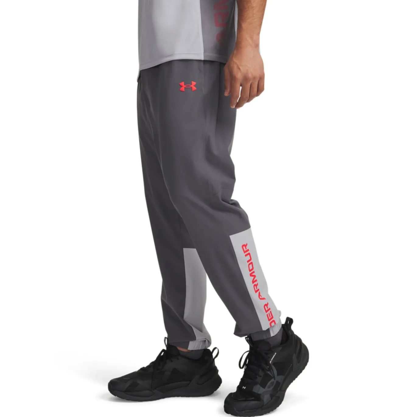 Under Armour Tech Utility Woven Trainingsbroek Donkergrijs Lichtgrijs Rood