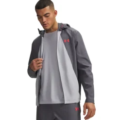 Under Armour Tech Utility Woven Trainingspak Full-Zip Donkergrijs Lichtgrijs Rood