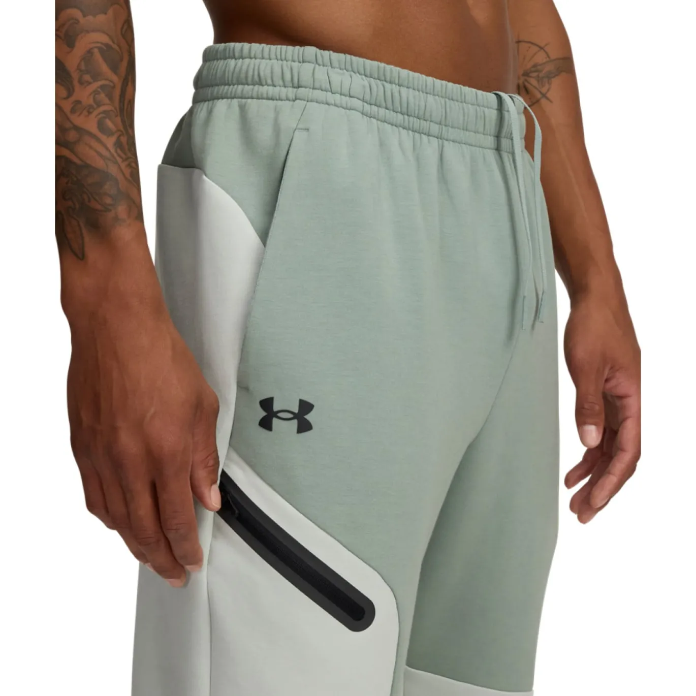 Under Armour Unstoppable Fleece Joggingbroek Grijs Mintgroen Zwart
