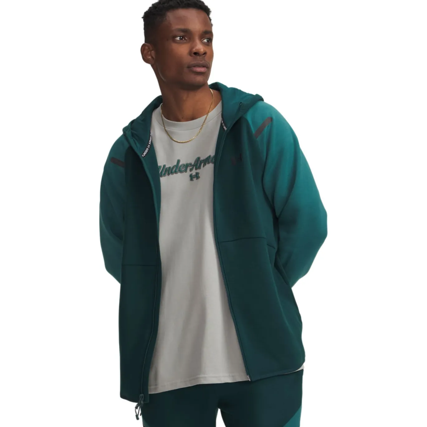 Under Armour Unstoppable Fleece Trainingspak Full-Zip Donkergroen Groen Zwart